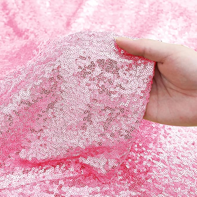 Sugargirl Matte Pink Sequin Backdrop Curtain 3 Panels 2FTx8FT Glitter Matte - Image 4