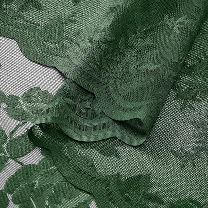 Dark Green Lace Curtains 108 Inches Long 2 Panels Vintage Emerald Green Floral - Image 7