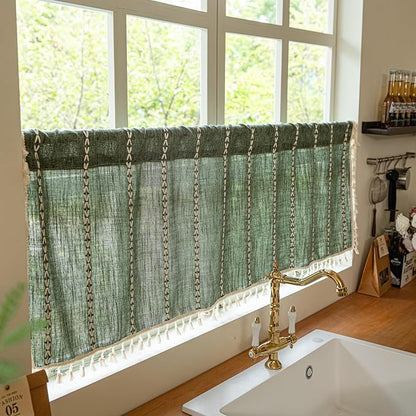 Sutuo Home Boho Valance Short Curtains Tier - Image 2