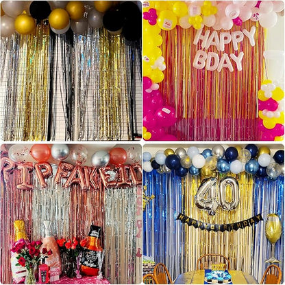 JINSUI Black Tinsel Backdrop 3.3x8.2ft, 2 Pack Foil Fringe Curtains Decor - Image 7