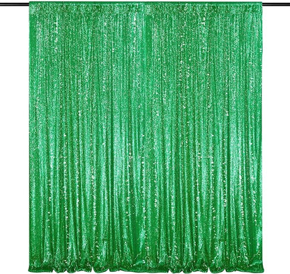 QueenDream Green Sequin Backdrop Curtain Party Backdrop Curtain 8ft x 8ft by QueenDream
