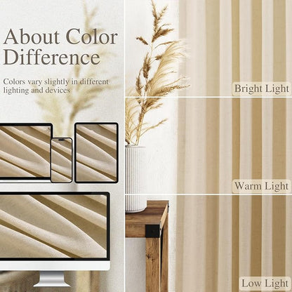 Tan Linen Curtains 84 Inches Long - Image 3