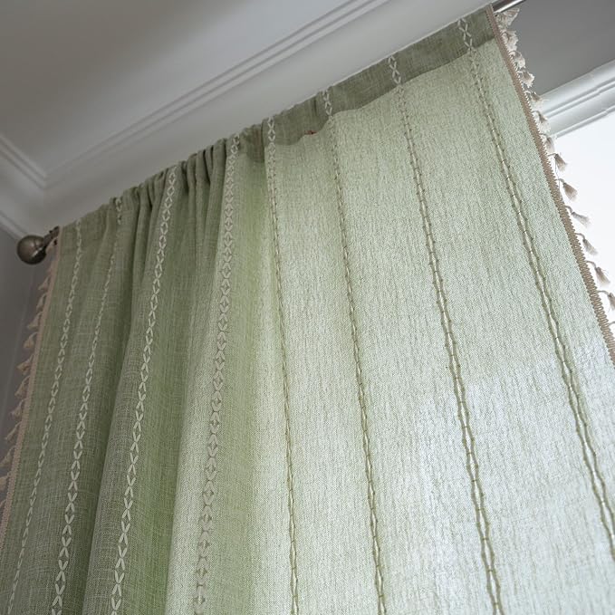 Sutuo Home Sage Green Boho Curtains 72 inch Long - Image 5