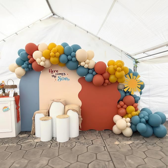Here Comes the Son Balloon Arch Garland Kit, Slate Blue and Beige Balloon - Image 4