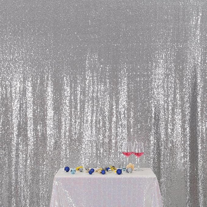 Poise3EHome Silver Sequin Backdrop, 7FT x 7FT Sequin Photography Backdrop - Image 5