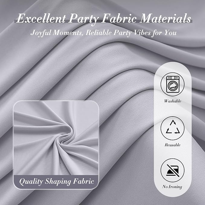 50 ft x 10 ft Wrinkle Free Silver Backdrop Curtain - Image 5