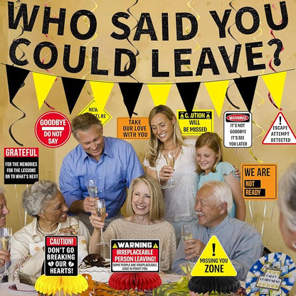 Roetyce Farewell Party Decorations, Caution Who Said You Could Leave Banner | - Image 7