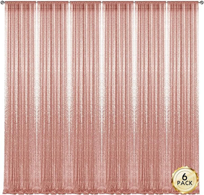 2×8FT-6PCS Rose Gold Sequin Backdrop Curtains Panels, Photography Backdrop - Image 7