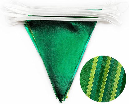 Gradient Green Party Decorations Metallic Fabric Ombre Green Triangle Pennant - Image 3