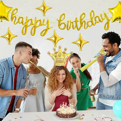 Gold Happy Birthday Balloons Banner 18 Inch Script/Cursive Foil Mylar Letter - Image 4