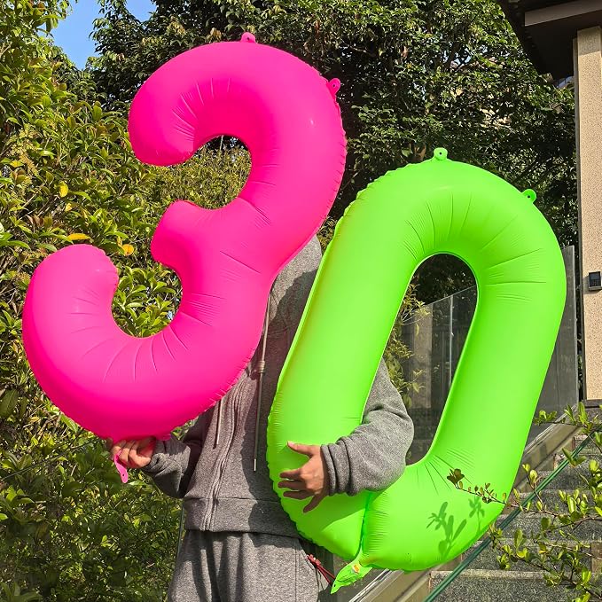 Green Birthday Number 9 Balloon 40 inch Fluorescent Green Number 9 | Helium - Image 4