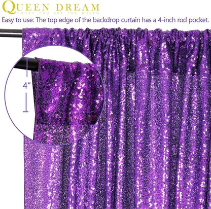 Purple Sequin Backdrop 2 Panels 2FTx8FT Glitter Halloween Party Backdrop | - Image 5