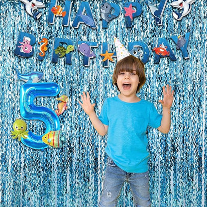 Wavy Blue Streamers Party Backdrop - Image 5