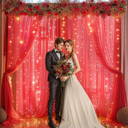 30x10ft Red Tulle Backdrop Curtain - Image 7