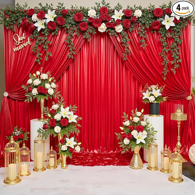 20x10ft Thick Red Glitter Backdrop Curtain Panels by Outpain