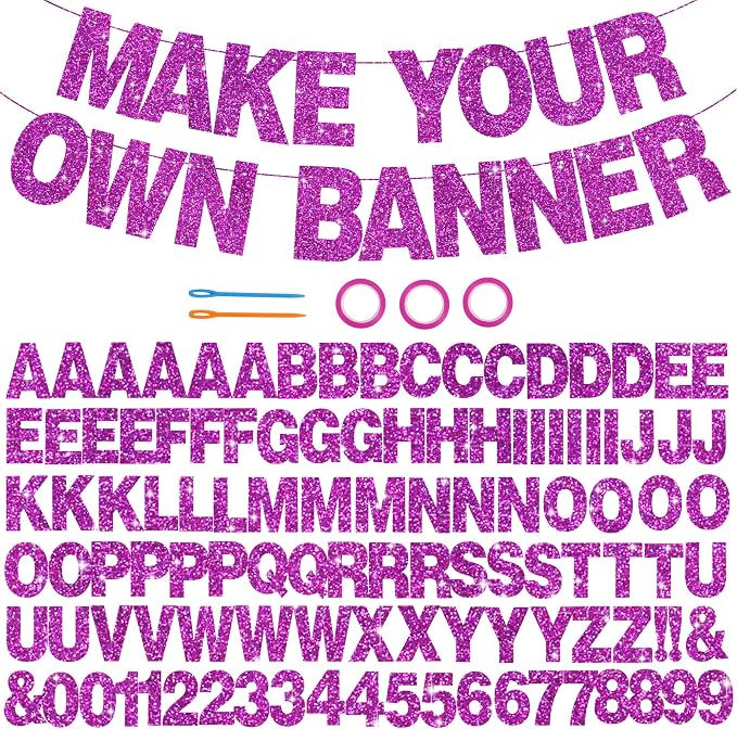 BEISHIDA Glitter Purple 116 PCS A-Z DIY Letter Custom Banner Party Decor | 111 by Beishida