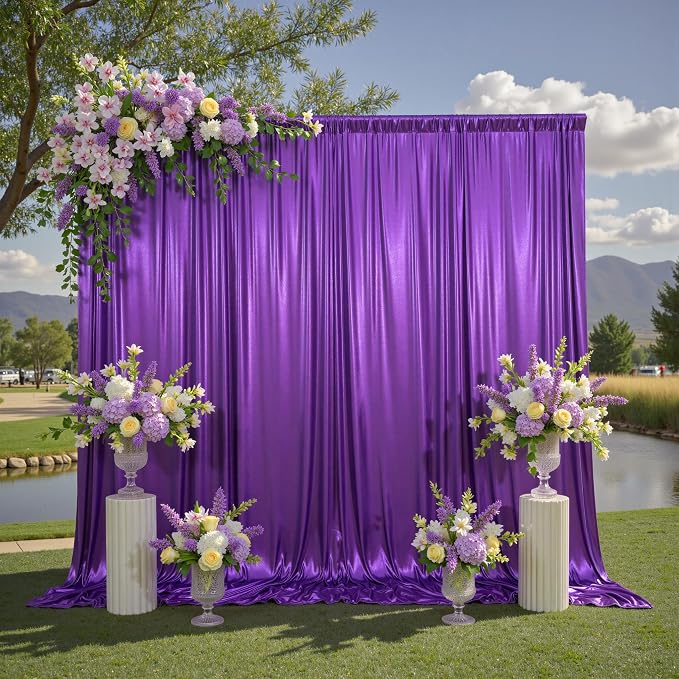 10x10ft Thick Purple Glitter Backdrop Curtain Panels - Image 4