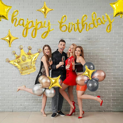 Gold Happy Birthday Balloons Banner 18 Inch Script/Cursive Foil Mylar Letter - Image 6