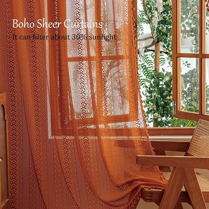 Sutuo Home Boho Lace Curtains 2 Panel Sets - Image 4