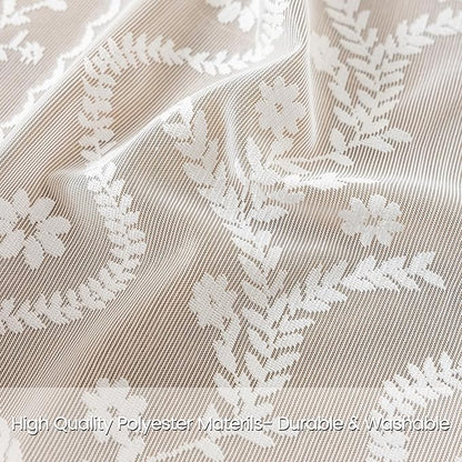 WAZZIO White Boho Lace Curtains 96 Inch -Cute Vintage Victorian Sheer Panel - Image 3