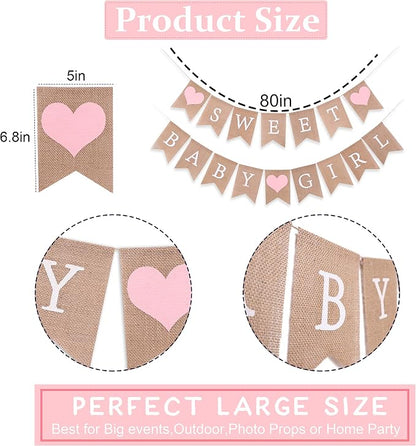 Sweet Baby Girl Burlap Banner - Image 5