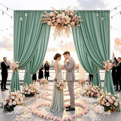 20ft x 15ft Grayish Green Backdrop Curtains - Image 6