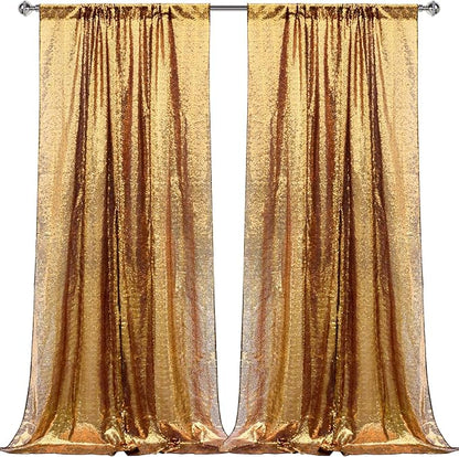 2×8FT-2PCS Black Gold Sequin Backdrop Curtains Panels, Photography Backdrop - Image 8