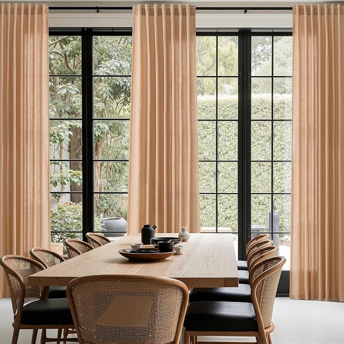 Camel Linen Curtains for Living Room 95 Inches Long Back Tab and Rod Pocket - Image 8