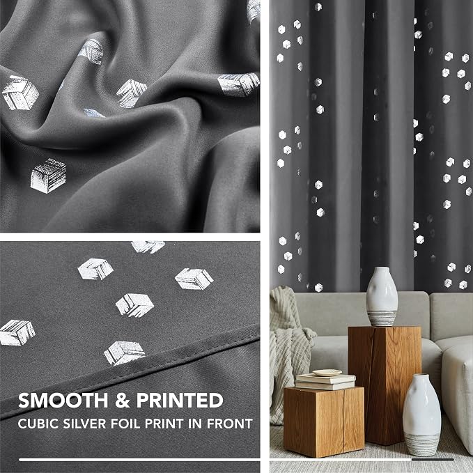 Deconovo Blackout Curtains, Dark Grey Thermal Insulated Grommet Drapes - Image 6
