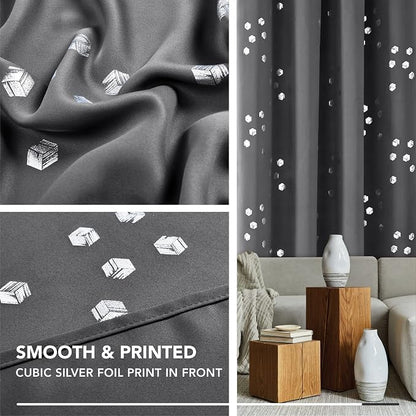 Deconovo Blackout Curtains, Dark Grey Thermal Insulated Grommet Drapes - Image 6