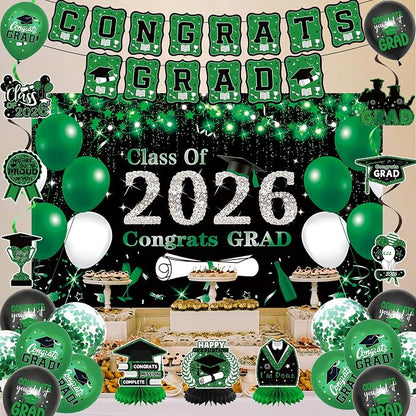 DARUNAXY Green Graduation Party Decorations, 2026 Congrats Grad Honeycomb - Image 8