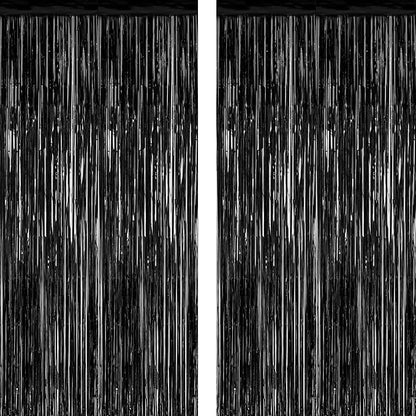 ZATAYE 2 Pack Black Foil Curtain Backdrop Birthday Party Decorations | Black by ZATAYE