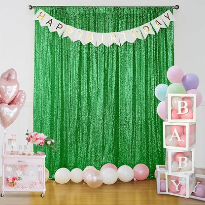 Sugargirl Grass Green Sequin Backdrop Curtain 3 Panels 2FTx8FT Glitter Grass - Image 7