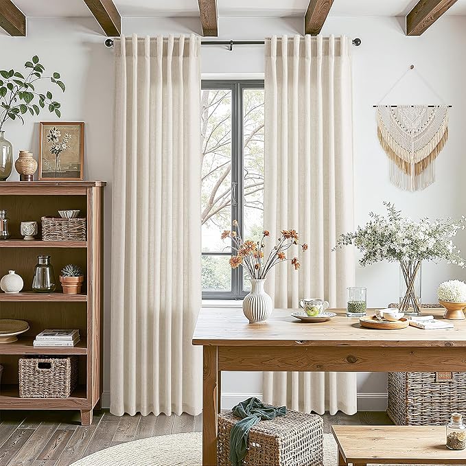 Warm Beige Linen Curtains 72 Inch Length - Image 6