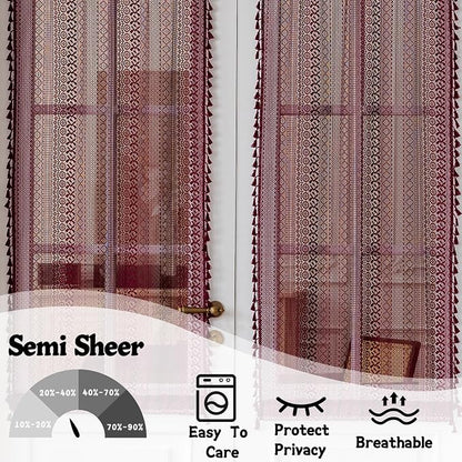 Sutuo Home Burgundy Sidelight Curtains - Image 3