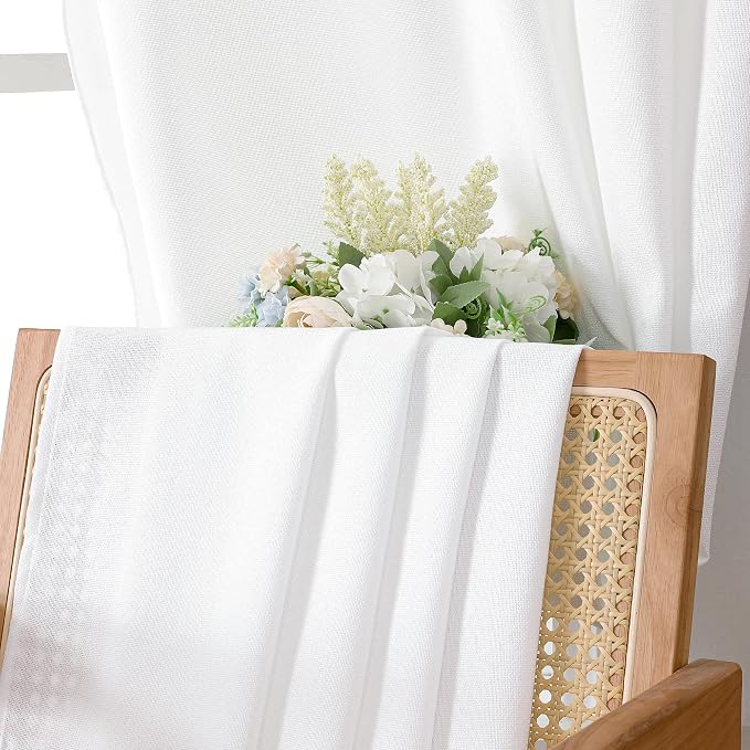 Tollpiz Short Linen Tier Curtains Rod Pocket Semi Sheer Half Kitchen Curtain - Image 6