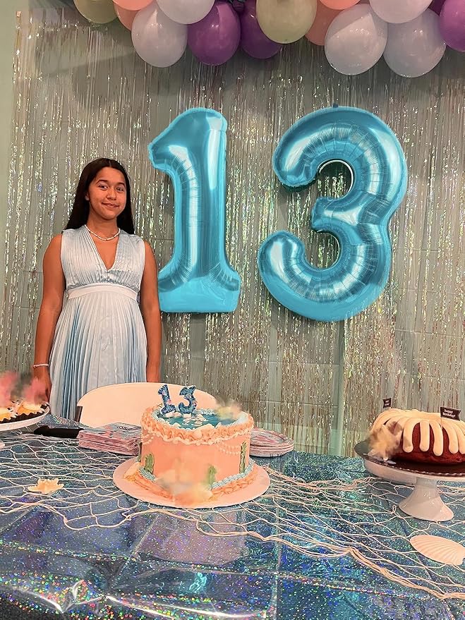 Number Balloons Light Blue 13 Balloon 40 inch - Image 2