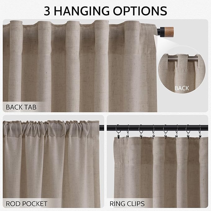 Ecru Linen Curtains 80 Inch Length - Image 2
