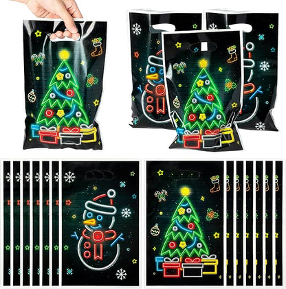 ANGOLIO 50Pcs Christmas Glow in the Dark Favors Bags Print Christmas Tree by ANGOLIO