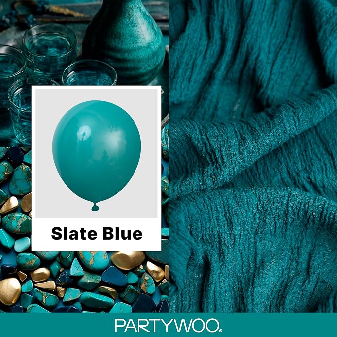 PartyWoo Slate Blue Balloons 140pcs Dusty Blue Boho Neutral Color | 18 12 10 5 - Image 2