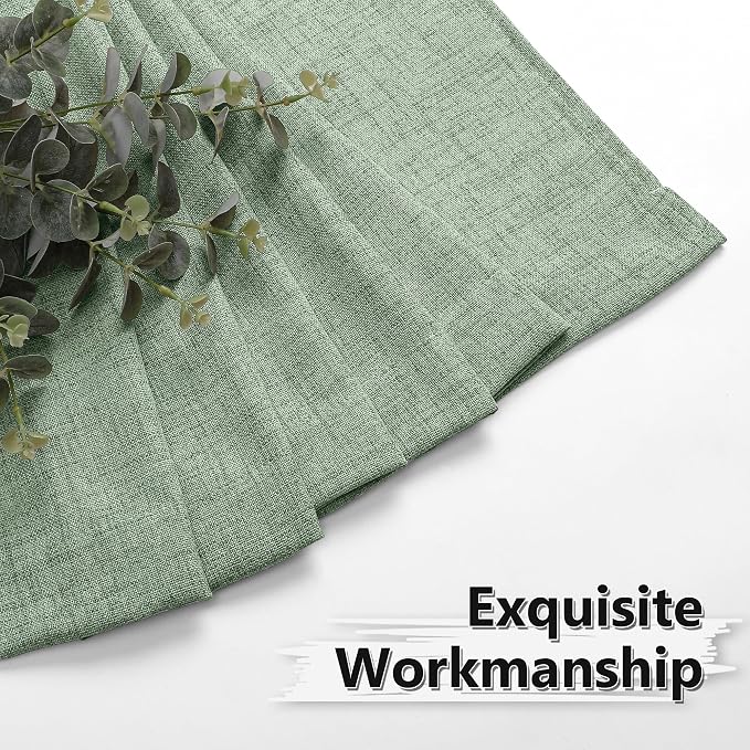 Tollpiz Short Linen Curtains Living Room Rod Pocket Semi Sheer Curtain Burlap - Image 7
