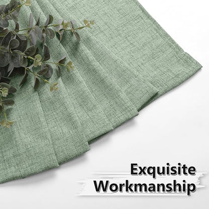 Tollpiz Short Linen Curtains Living Room Rod Pocket Semi Sheer Curtain Burlap - Image 7