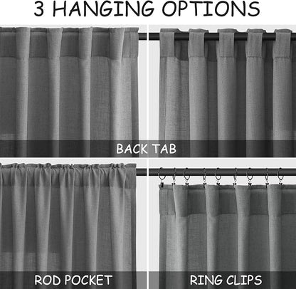 Dark Grey Linen Curtains 84 Inches Long - Image 2