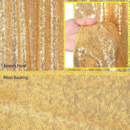 Gold Sequin Backdrop Curtains 2 Pcs 5ftx8ft Sparkle Backdrop Drapes | Glitter - Image 4