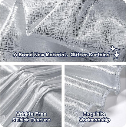 50ftx10ft Sequin Silver Backdrop Curtain Panels - Image 2