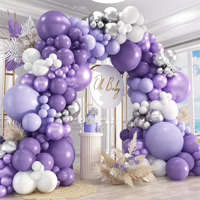 412Pcs Purple Balloon Garland Arch Kit, 18 12 10 5 Inch Different Size Lavender by PAXILE