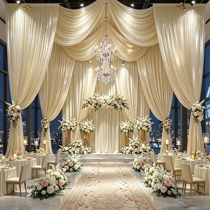 30x10ft Champagne Beige Glitter Backdrop Curtain - Image 4
