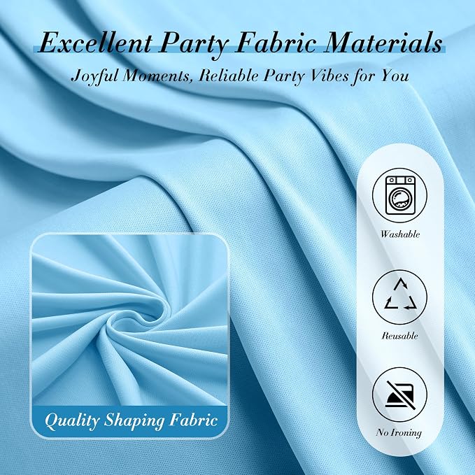 50 ft x 10 ft Wrinkle Free Blue Backdrop Curtain Panels, Polyester Photography - Image 7