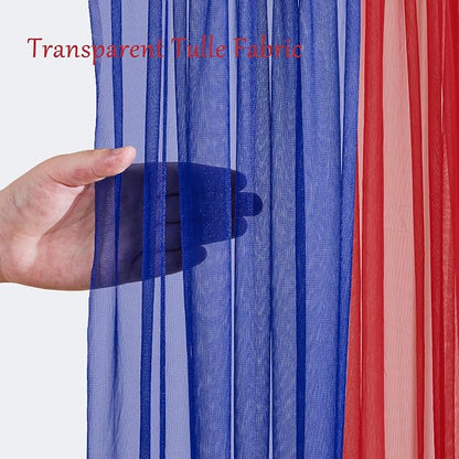 10x10ft Royal Blue Red Tulle Backdrop Curtain - Image 6