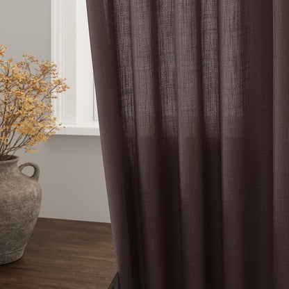 Coffee Linen Curtains 102 Inches Long - Image 2